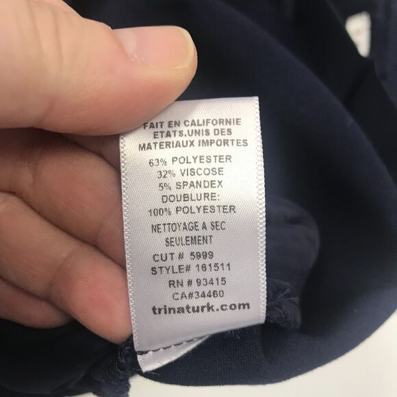 Trina Turk Pants Womens 4 Navy Blue Flat Front Mid Rise Pockets Trouser - Picture 5 of 9